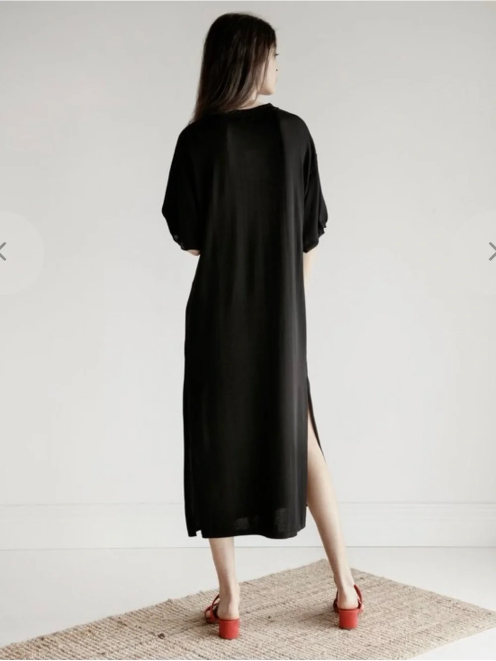 Totême Belize Knit Midi Polo Dress Black Collared Side Slit Oversized XS (s-m) - Picture 15 of 16